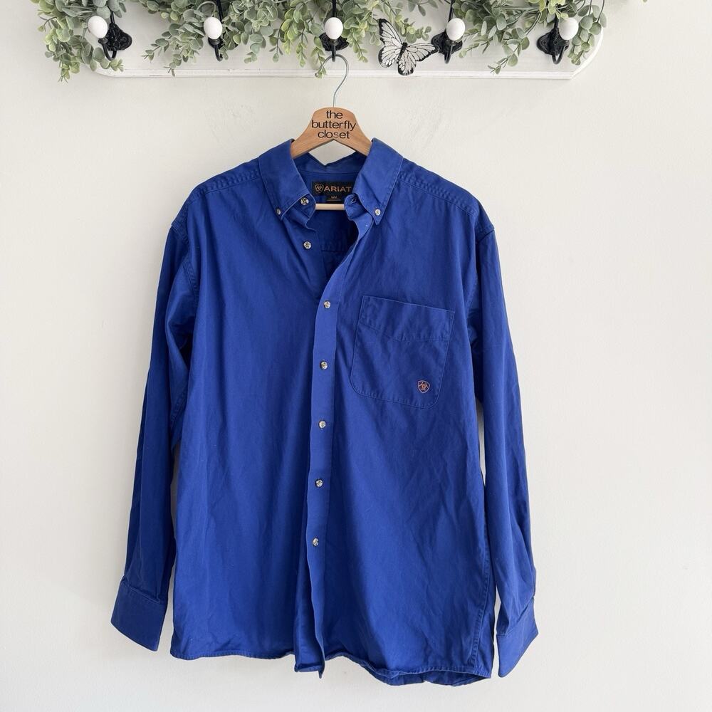 Men’s Ariat Royal Button Button Down Shirt Western Cowboy Medium 2-3212